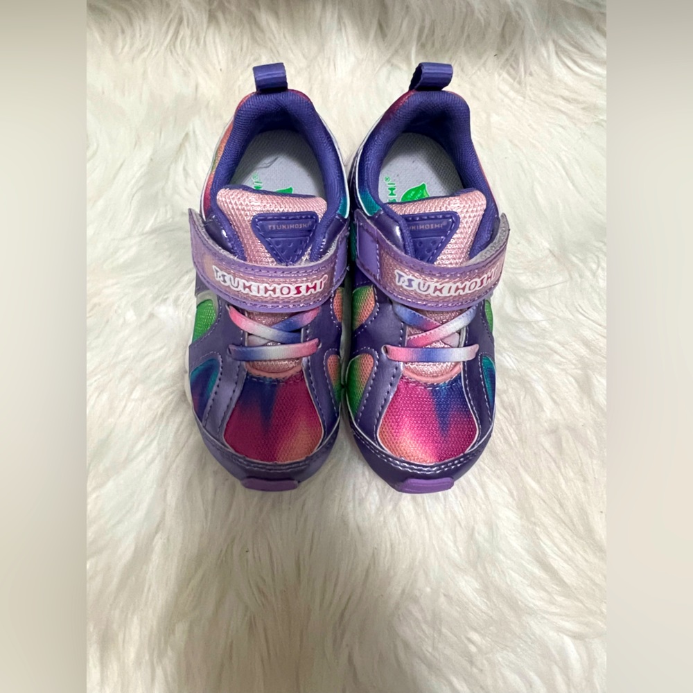 Toddler purple and rainbow sneakers